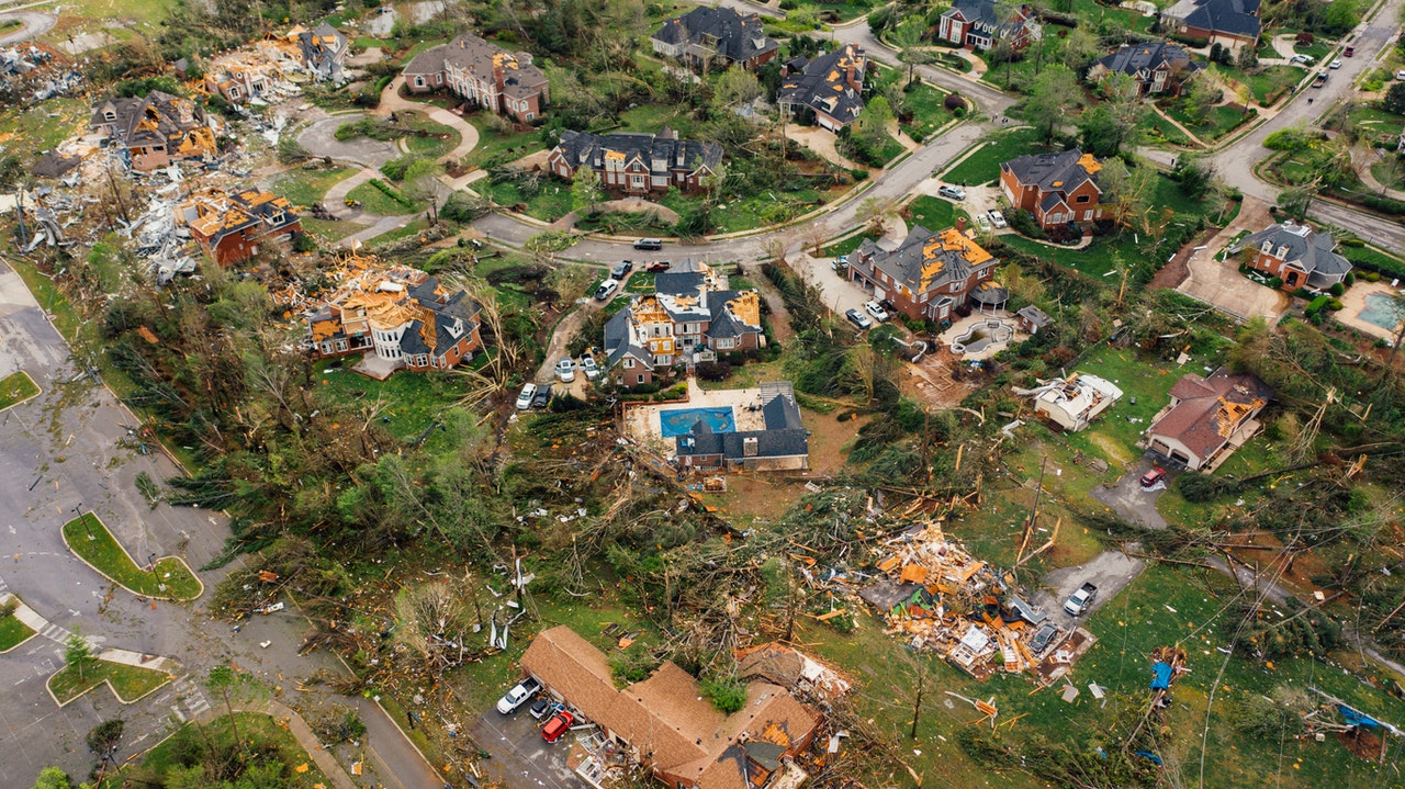 aerial view of houses